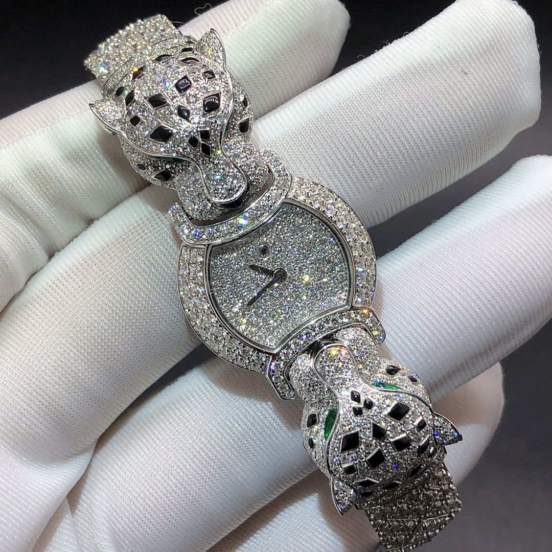Cartier 18k White Gold Full Pave Diamonds La Panthere de Cartier 22.2mm High Jewelry Watch