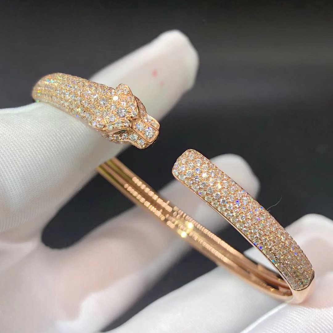 Cartier Panthere de Cartier 18K Rose Gold Pave Diamonds Small Model Bracelet N6718217