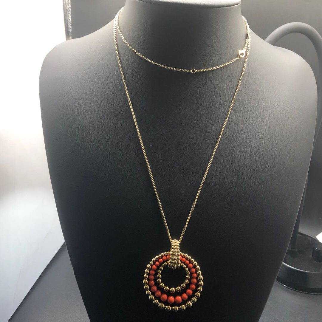 Van Cleef & Arpels Perlée Couleurs Transformable 18k Yellow Gold Coral Long Necklace VCARP4DL00