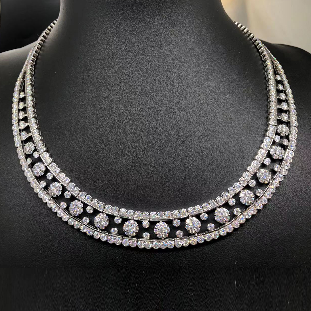 Van Cleef & Arpels Snowflake 18k White Gold Diamond High Jewelry Necklace VCARPJEF00