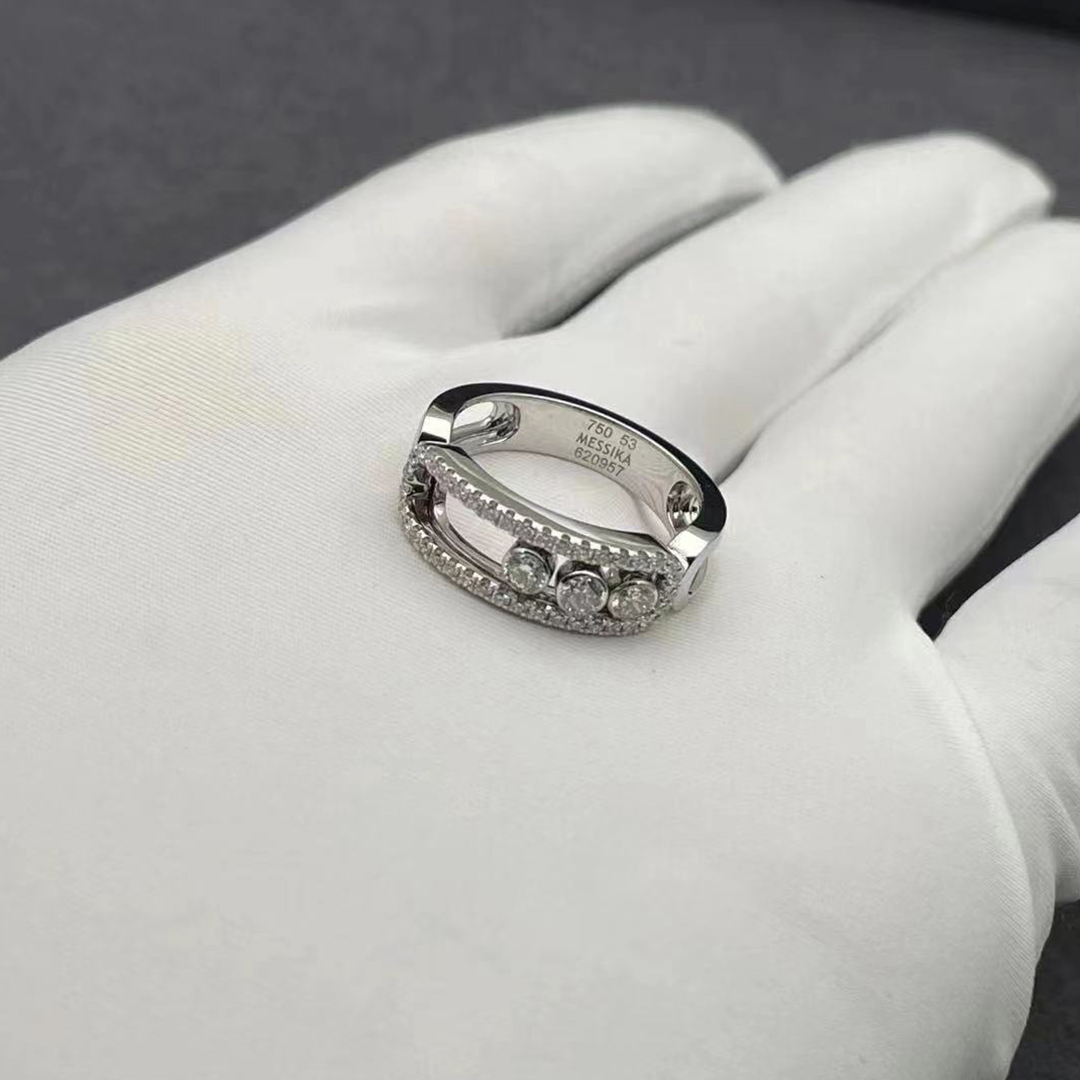 Messika 18K White Gold Move Classique Pave Diamond Ring 04000
