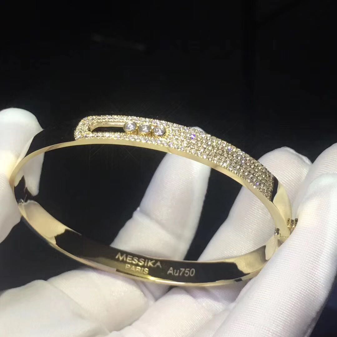 Messika 18k Yellow Gold Move Noa Pavé Diamond Bangle Bracelet