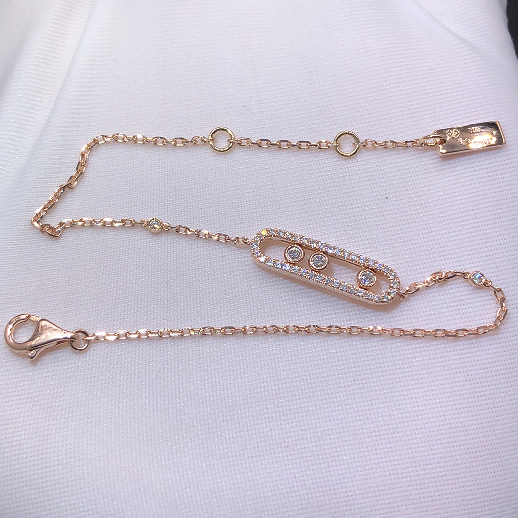 Messika Baby Move Pavé Diamond 18k Pink Gold Bracelet 04325