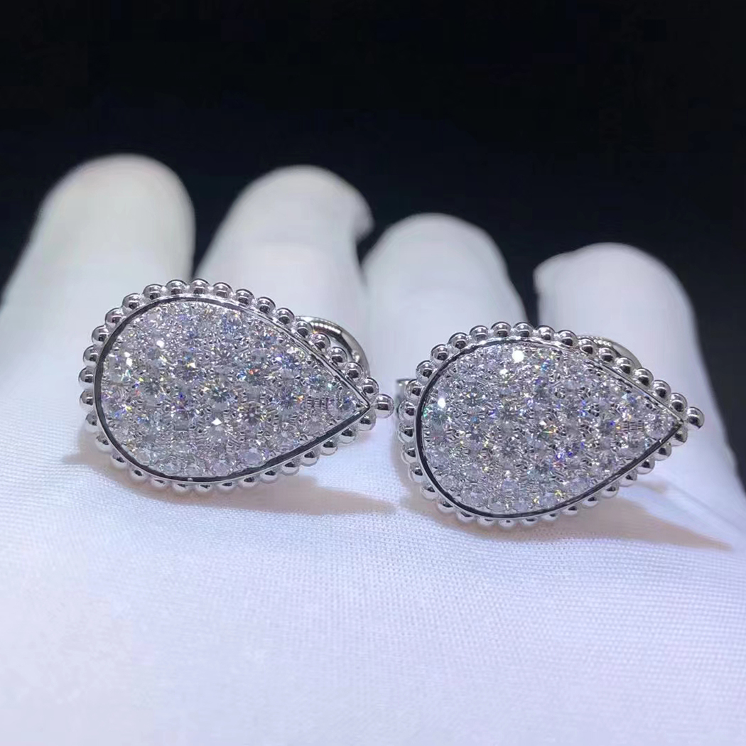 Boucheron Serpent Boheme 18K White Gold L Motif Diamond Earrings JCO01288